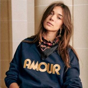 Sézane Amour sweatshirt in navy, XS